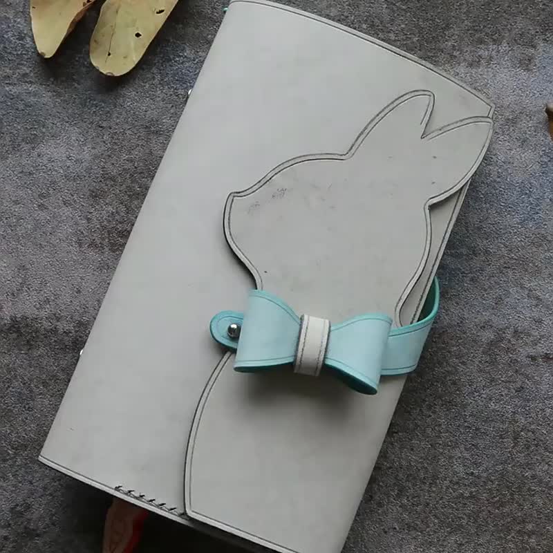 原创兔子宠物纪念品手工定制牛皮手账可爱少女活页笔记本TN记事本 - 笔记本/手帐 - 真皮 多色