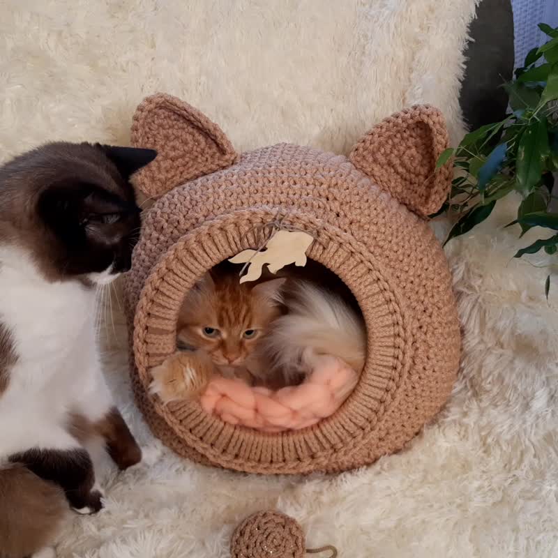 猫狗屋柴犬猫床上用品钩针编织 - 床垫/笼子 - 聚酯纤维 