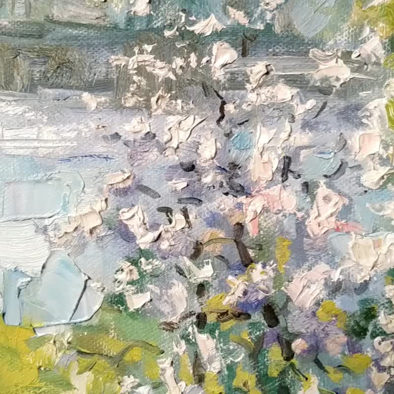 开花的树画苹果风景春天自然原创艺术 - 插画/绘画/写字 - 其他材质 