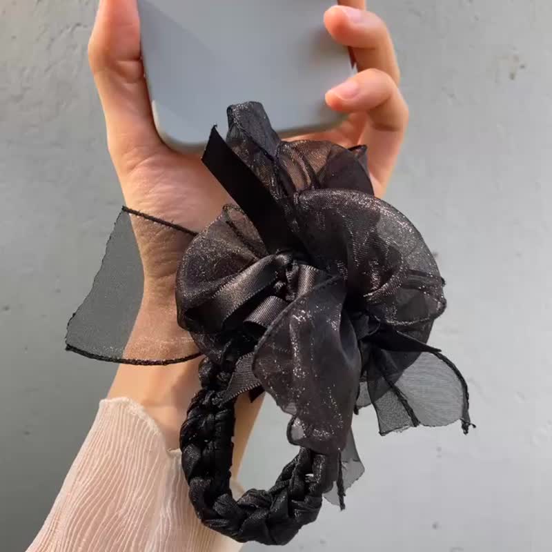 黑色 花 编织 4way 手机挂绳 头饰 匙扣 手腕花 手工 - 手机配件 - 其他人造纤维 黑色