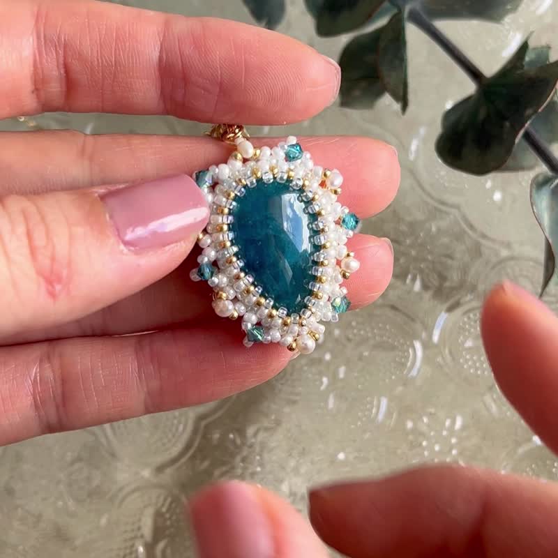 蓝磷灰 海洋 公主风 串珠吊坠 锁骨链 - 锁骨链 - 水晶 蓝色