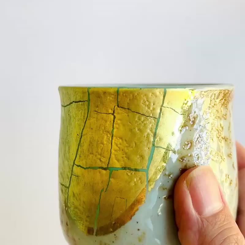 【结婚礼】九谷烧-组汤吞 金箔彩(两入一组) - 茶具/茶杯 - 瓷 金色