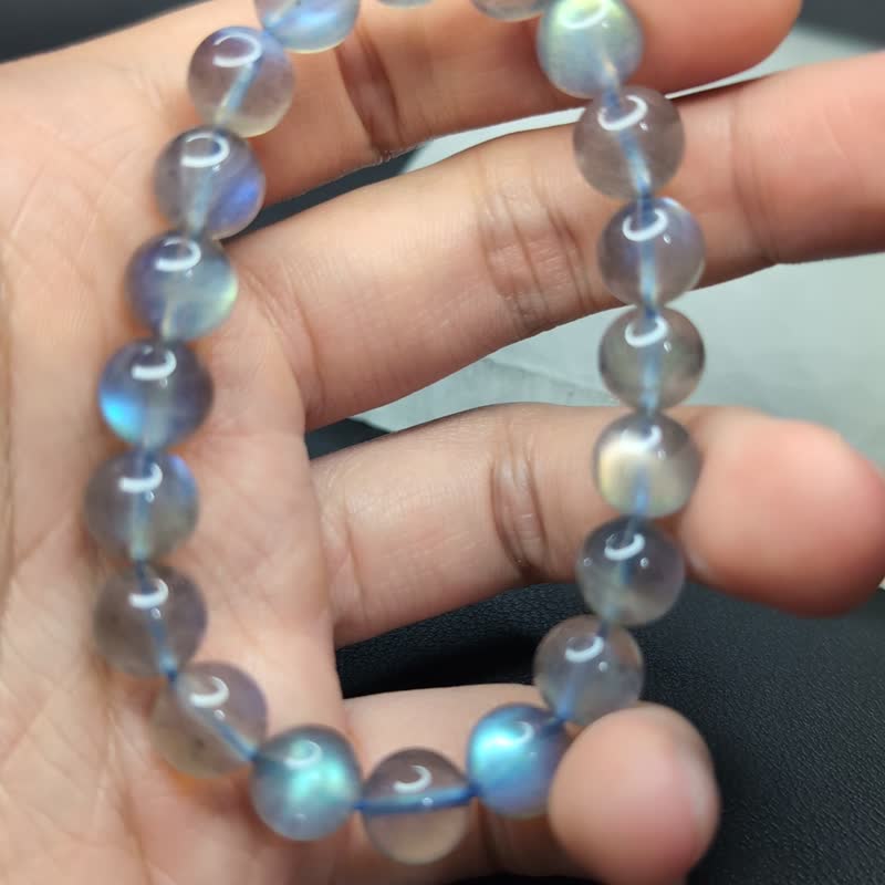 【订制品】彩光 灰月光石 拉长石 手串 手链 天然水晶 7-9mm - 手链/手环 - 水晶 
