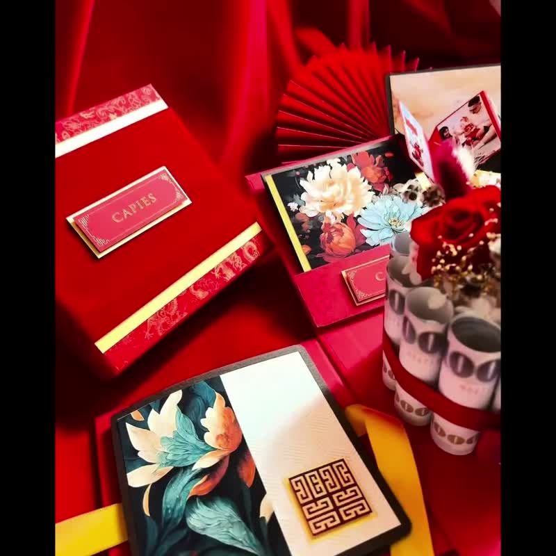 【花献有钱手工礼物盒】新年特色礼盒 - 相簿/相册 - 纸 红色
