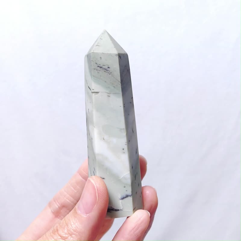 稀有国画石 草花石 收藏 水墨 花草 山川 观赏 招财 晶柱 礼物 - 摆饰 - 宝石 绿色