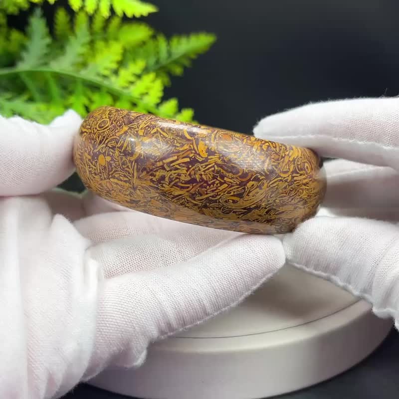 精品 金丝虎纹石手镯 60MM 高瓷异象复古虎皮石手环 护身辟邪力量 - 手链/手环 - 宝石 