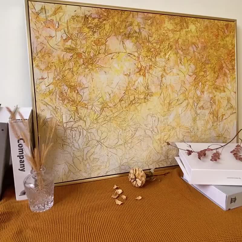 错彩镂金 - 金奢植物挂画/黄金色抽象画/轻奢风格装饰话/居家布置 - 海报/装饰画/版画 - 棉 多色