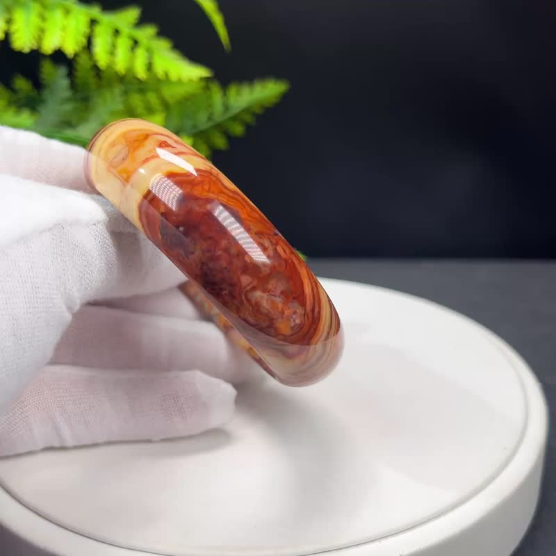 精美 墨西哥疯狂玛瑙手镯 53MM 高瓷玉化天眼多彩锦纹 净化恩愈 - 手链/手环 - 半宝石 多色