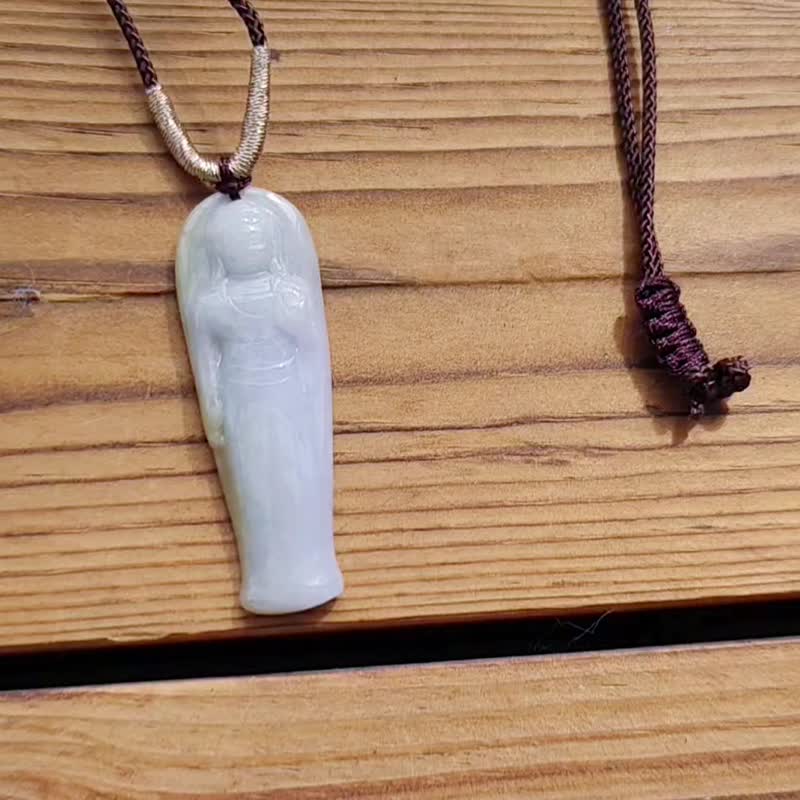 亲翠 天然翡翠 冰微紫春彩站观音调整式绳链 佛系 - 项链 - 玉石 多色