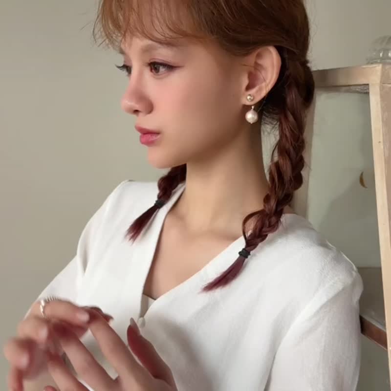 织光系 | 梦之光 纯银 棉珍珠 珍珠 串珠 抗敏 后 - 耳环/耳夹 - 纯银 银色