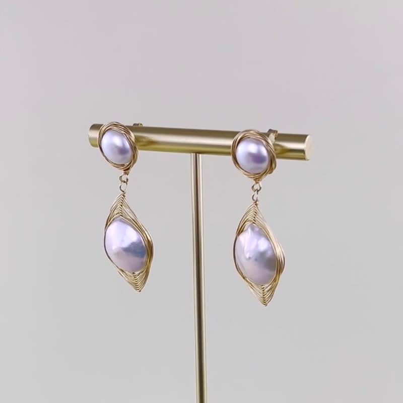 独一无二的个人风格 淡水珍珠 K9 耳环 E3 - 耳环/耳夹 - 珍珠 