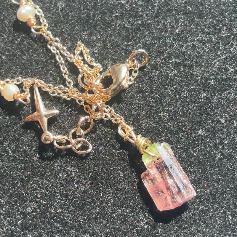 西瓜碧玺 手链 透亮 天然原石 天然水晶 冰透 摆设 水晶原矿 原石 - 手链/手环 - 水晶 粉红色