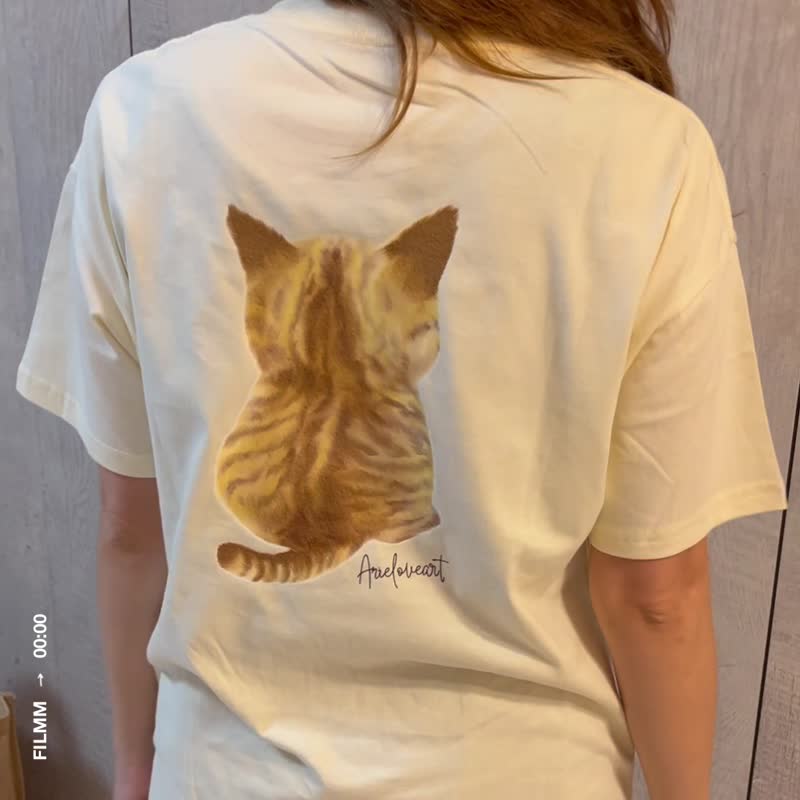 夏日小黄猫给手手4色短袖T恤 - 女装 T 恤 - 棉．麻 