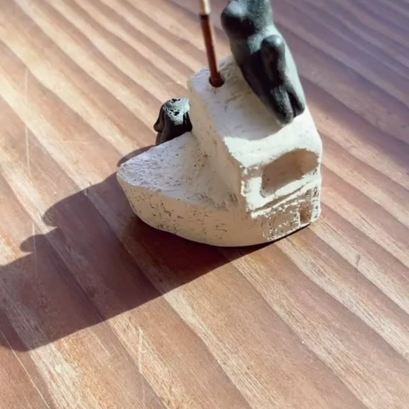 罗咪欧与茱咪叶 / 线香插 / 小陶房 / 三件组 - 香薰/精油/线香 - 陶 多色