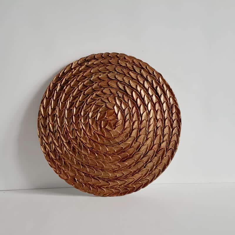 铜质感墙艺术 30 厘米，圆形墙壁装饰，抽象艺术品，3D 墙壁涂料 - 墙贴/壁贴 - 其他材质 咖啡色