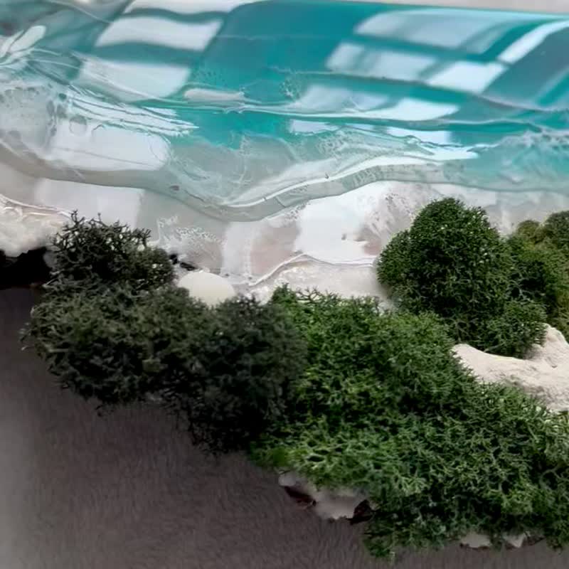 蓝色海洋树脂艺术木 树脂壁 海浪墙装饰是海滩主题树脂活边 - 墙贴/壁贴 - 树脂 蓝色