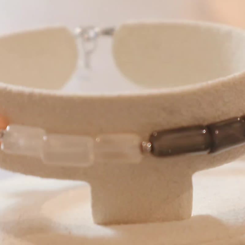 六月诞生石.25 SILVER三色 月亮石手镯 - 手链/手环 - 半宝石 白色