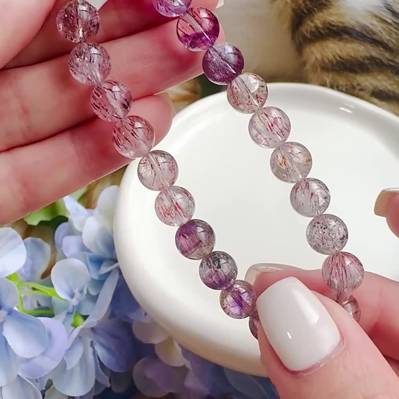 小精品多矿多发彩超七水晶 8mm17.58g 彼岸花三轮骨干高频水晶 - 手链/手环 - 水晶 多色
