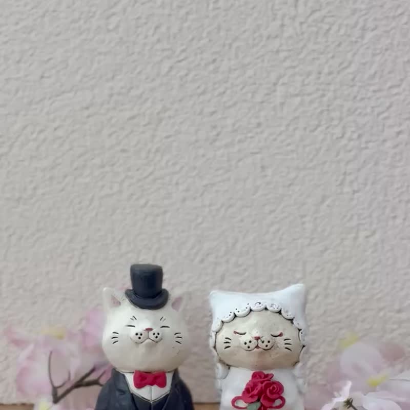 布施猫 | 西式婚礼猫 套装 - 摆饰 - 陶 