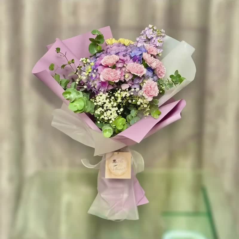 【毕业/ 感谢花束】紫色系绣球康乃馨鲜花束 Un peu de Violet - 植栽/盆栽 - 植物．花 紫色