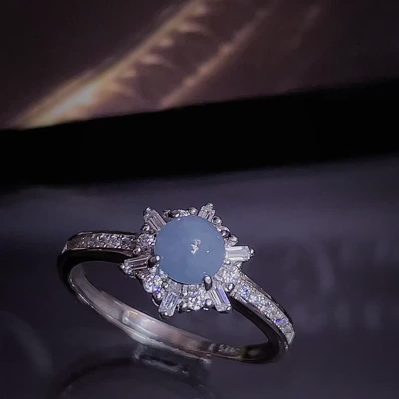 |蓝仙紫|A货翡翠冰浓蓝紫蛋面5mm纯银镀18k小奢华款戒指 - 戒指 - 玉石 