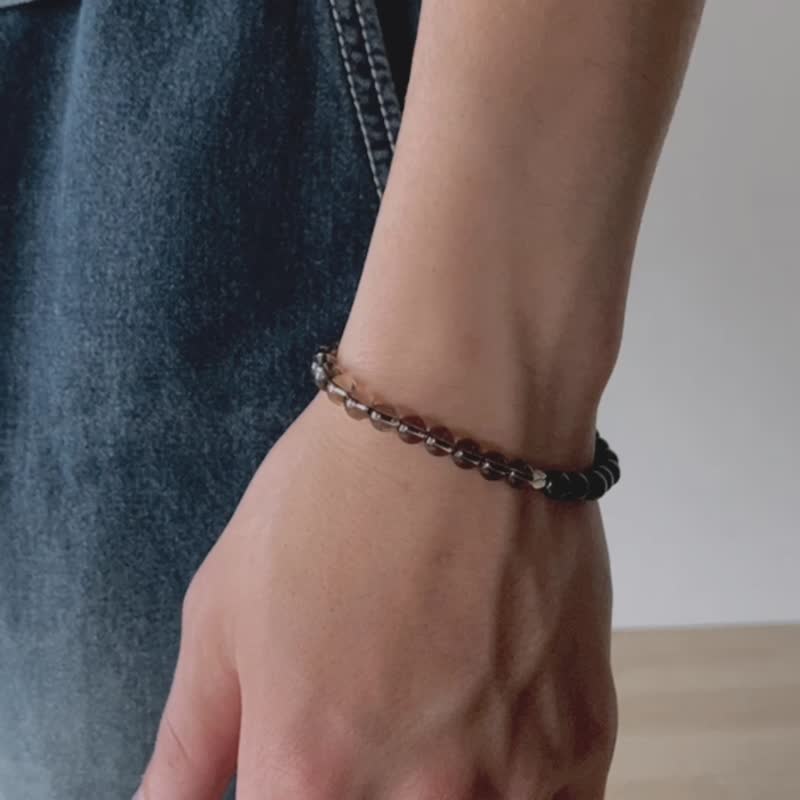 Unisex | 星冕系 - 蚀 * 茶晶 黑曜石 舒压 提升正能 保护 驱邪 - 手链/手环 - 水晶 咖啡色