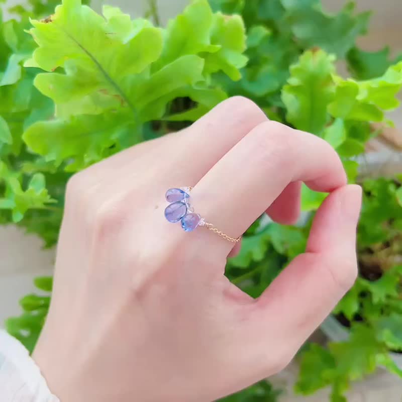 毕业级坦桑石 珠宝釉光感 霓虹紫蓝戒链 14K - 戒指 - 宝石 紫色
