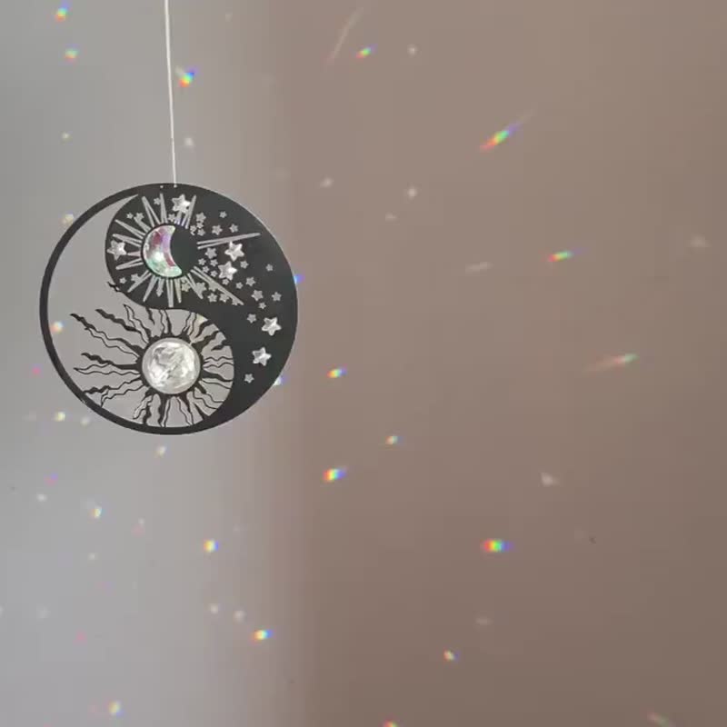 阴阳太极八卦 挂饰 彩虹 客厅 卧室 太阳月亮 装饰 墙壁 窗户挂饰 - 摆饰 - 铜/黄铜 金色