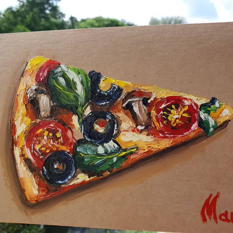 比萨画 意大利美食 原创艺术 橄榄菇 比萨随想曲 - 海报/装饰画/版画 - 其他材质 多色