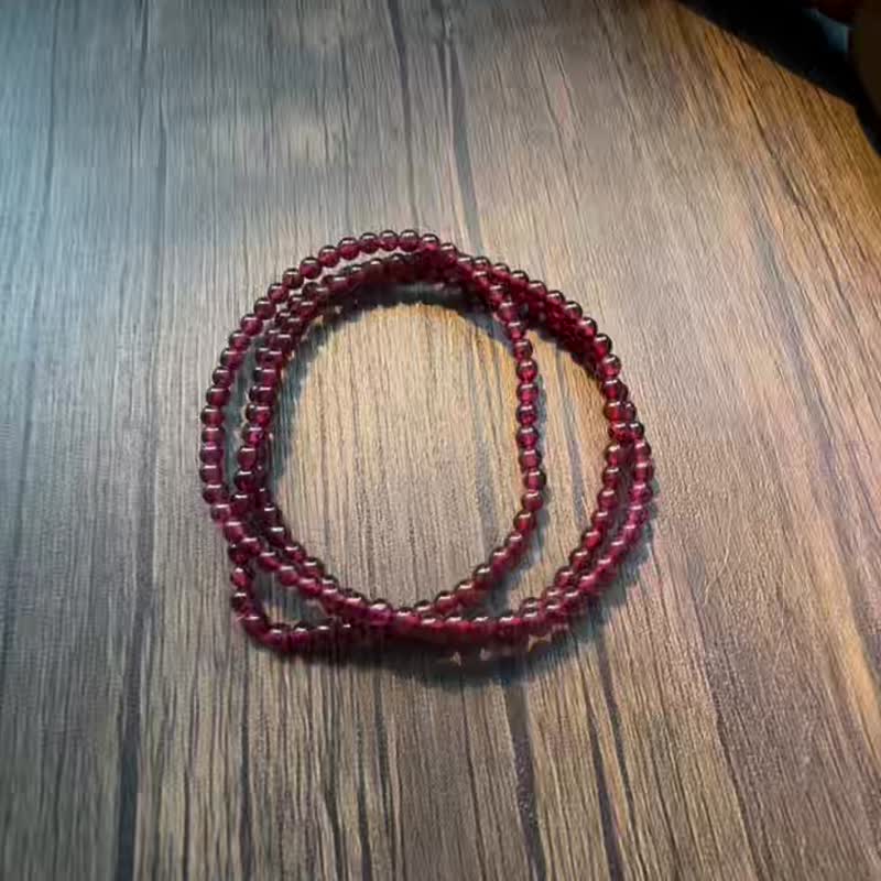 天然石榴石长手链三圈手串礼盒装送礼 - 手链/手环 - 半宝石 红色