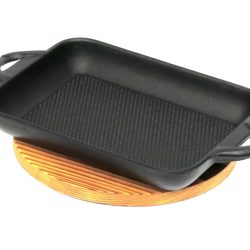 岩铸 南部铁器 凹凸加工迷你铁盘2枚组 附手柄 日本制 - 锅具/烤盘 - 其他金属 黑色