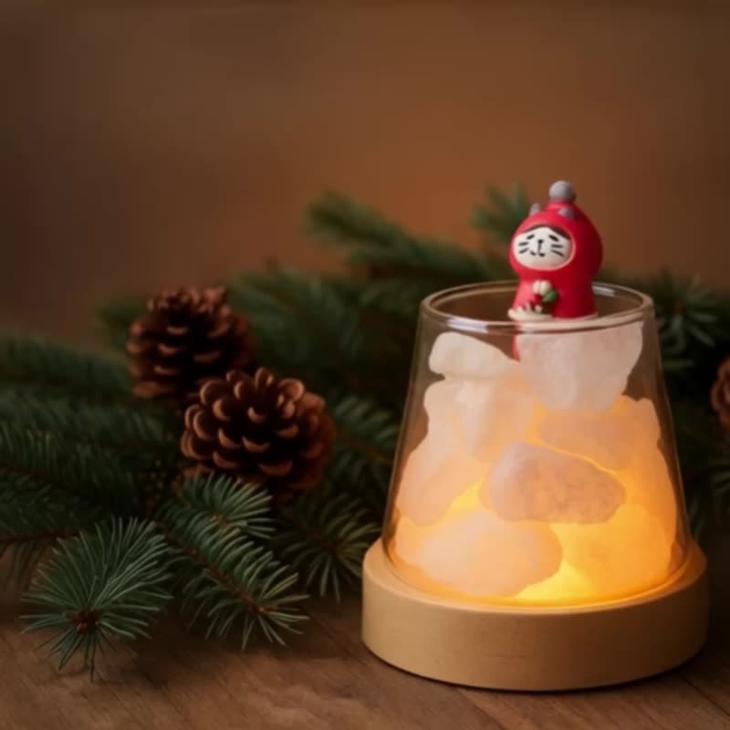 圣诞礼盒  圣诞小猫盐灯  |  为节日而亮 也为日常而在 - 香薰/精油/线香 - 水晶 红色