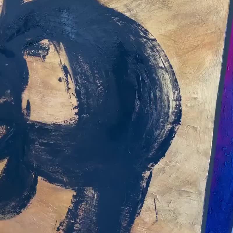 抽象金色和黑色油画原创质感现代艺术品装饰 - 墙贴/壁贴 - 压克力 金色