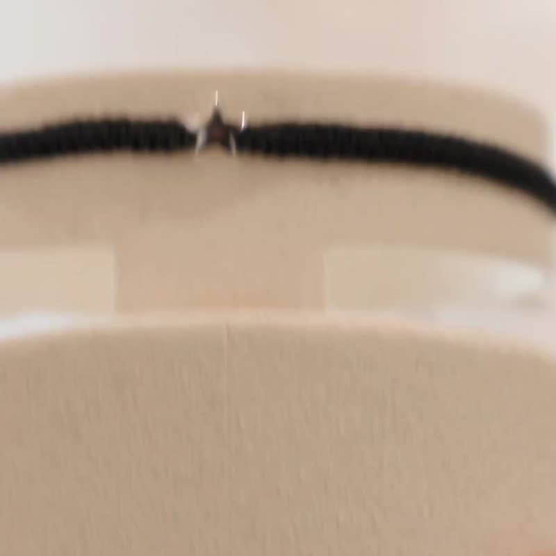 925 SILVER-小星星-全手工编织幸运手绳。黑色。可自由调节 - 手链/手环 - 纯银 黑色