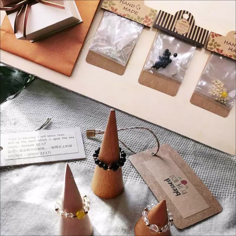 一套穿搭1组3款 DIY材料串珠宝石 水晶戒指 弹性戒围 教学影片 - 金工/饰品 - 半宝石 多色