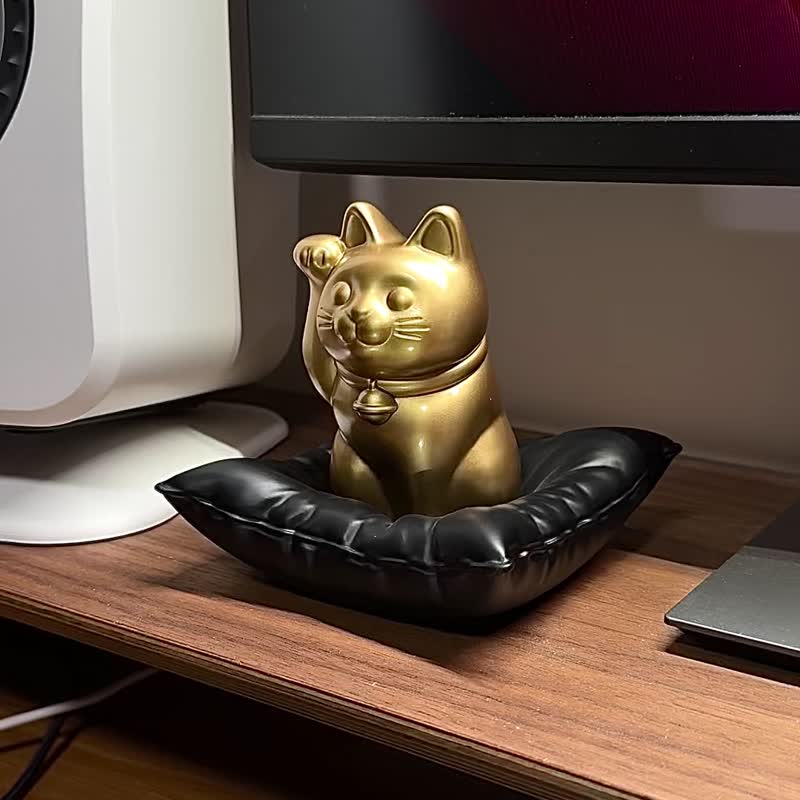 招财猫连底座(可放线香) 招财猫/原创设计/3D打印/多肉块根植物 - 摆饰 - 塑料 白色