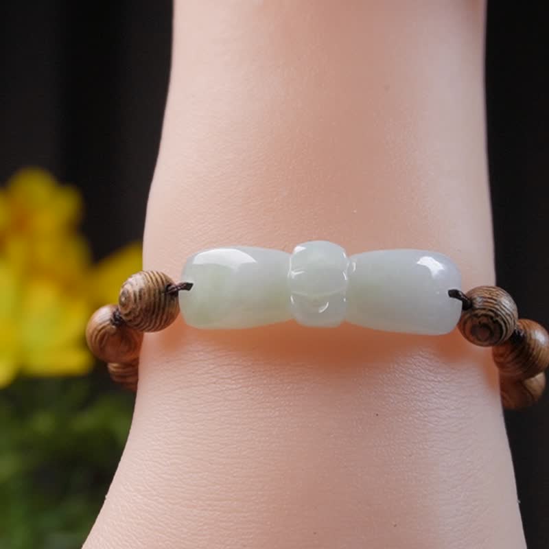 【愿·无事】冰种翡翠蝴蝶结编织手链 | 天然缅甸A货翡翠 | 送礼 - 手链/手环 - 玉石 绿色