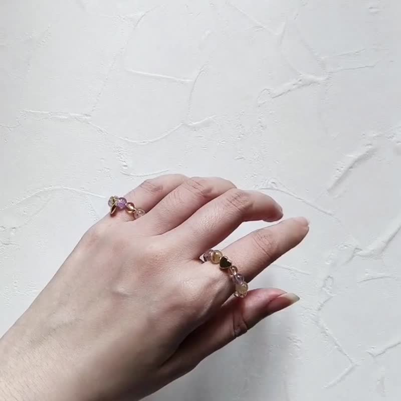 蓝莓起司天然晶石尾戒(7A黄水晶.薰衣草紫水晶.金发晶)招财.贵人 - 戒指 - 水晶 紫色