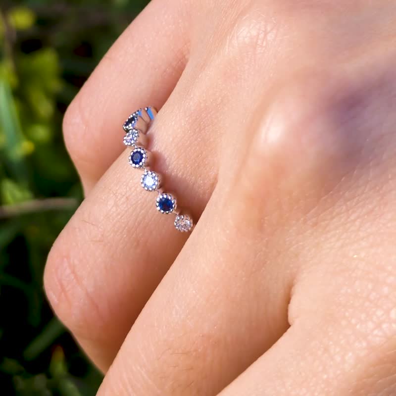 18K白金真钻蓝宝戒 - 戒指 - 钻石 多色