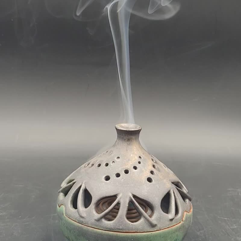 双菩提叶多用途可当夜灯薰香炉 - 香薰/精油/线香 - 陶 