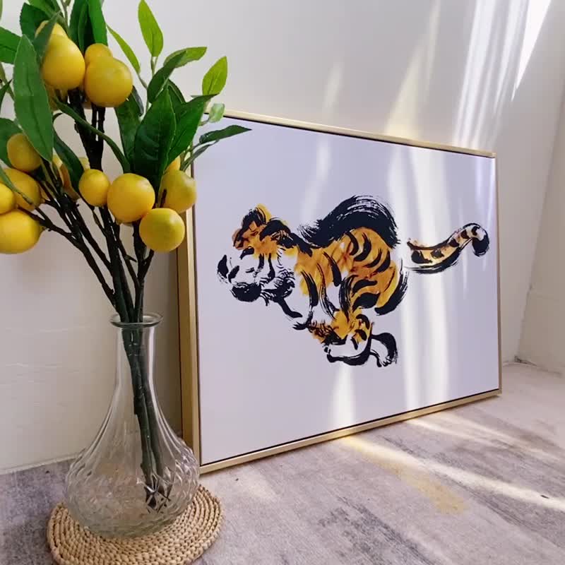 腾如虎跃- 霸气挂画/过年挂画/卧室挂画/老虎挂画/北欧风/虎年 - 海报/装饰画/版画 - 棉 黄色