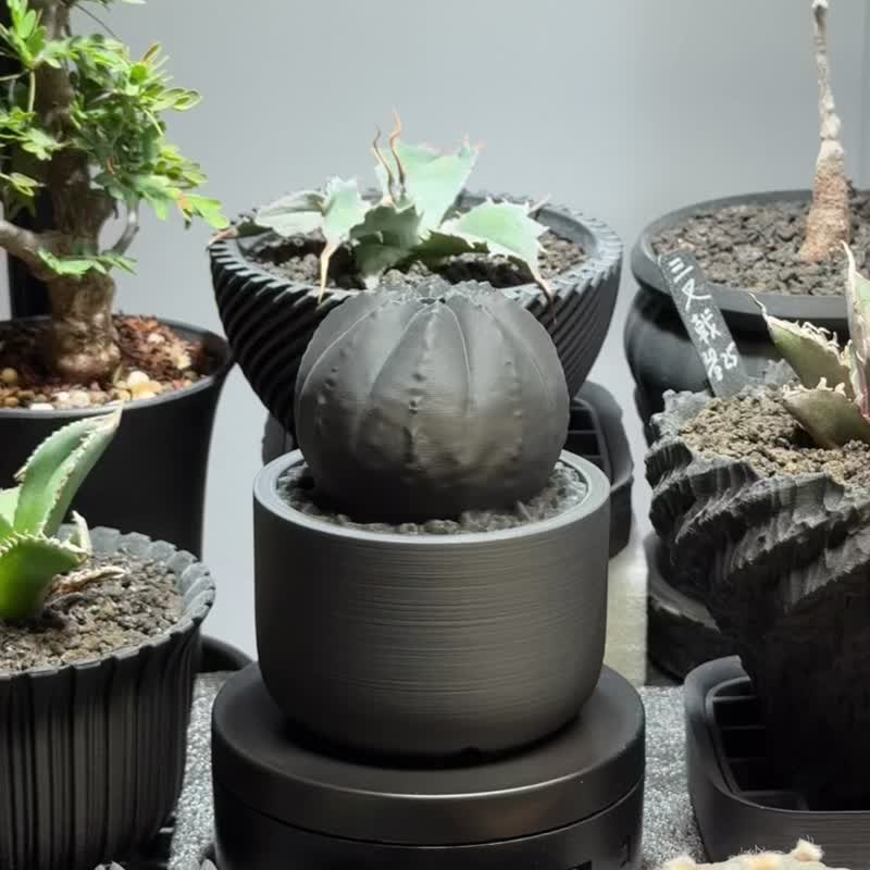 布纹球造型 线香炉/线香座/原创设计/3D打印/多肉块根植物/送礼 - 摆饰 - 塑料 黑色