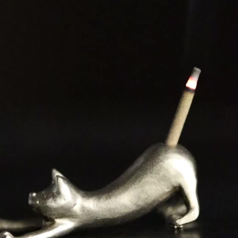 瑜珈猫香座 猫咪瑜珈姿态 - 香薰/精油/线香 - 铜/黄铜 金色