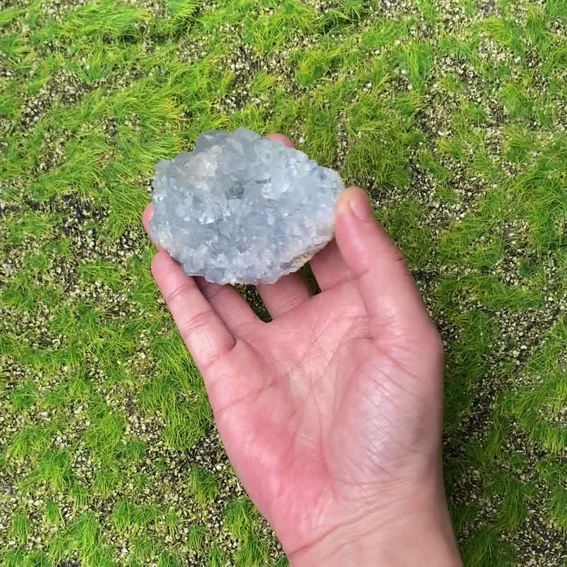 天然原矿天青石簇 蓝水晶 疗愈 净化 办公室 风水 摆件 快速出货 - 摆饰 - 水晶 蓝色