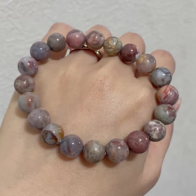 爆裂纹 油润戈壁玛瑙之美【粉紫色爆裂阿拉善】极稀缺品/一物一拍 - 手链/手环 - 水晶 