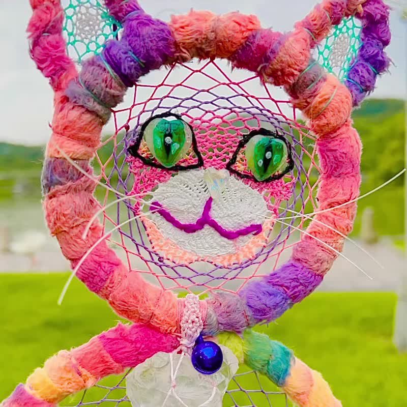 彩虹猫捕梦网 附天然爱心形状 阿赛斯特莱水晶带彩虹 - 墙贴/壁贴 - 水晶 多色