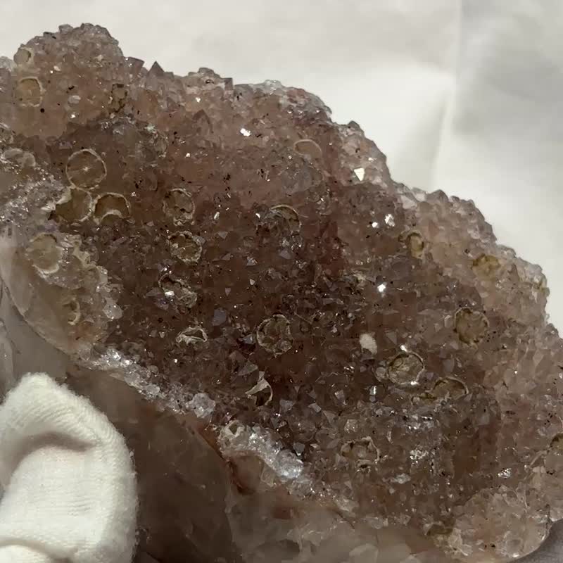 乌拉圭 闪透樱花粉 紫水晶 紫晶簇 紫晶花 彩晶簇 水晶簇 水晶原 - 摆饰 - 水晶 粉红色