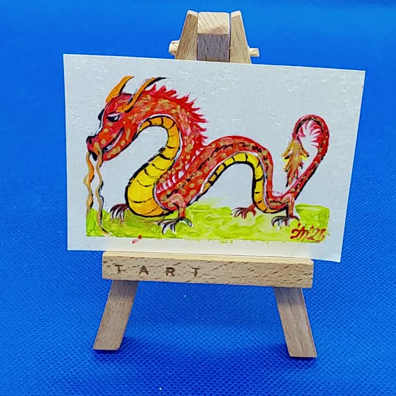 ACEO 金龙 #5 原创收藏明信片 ACEO 十二生肖 ACEO 幸福 - 墙贴/壁贴 - 其他材质 红色