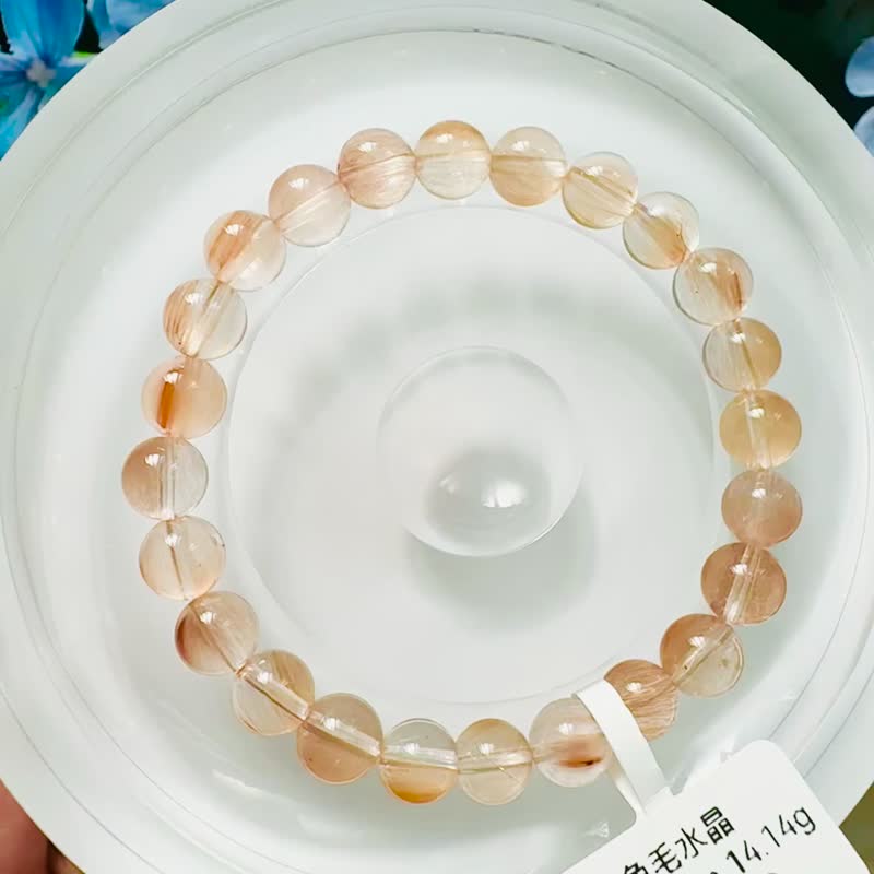 精品拉丝优雅金橘毛水晶7.4-7.9mm14.14g满细丝星闪气质选品 - 手链/手环 - 水晶 橘色