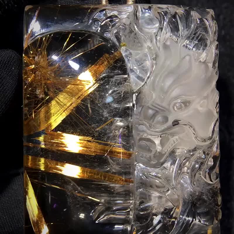 极品纯天然原色钛晶龙牌吊坠  个头足   纯白钛晶超美 效应 - 手链/手环 - 水晶 